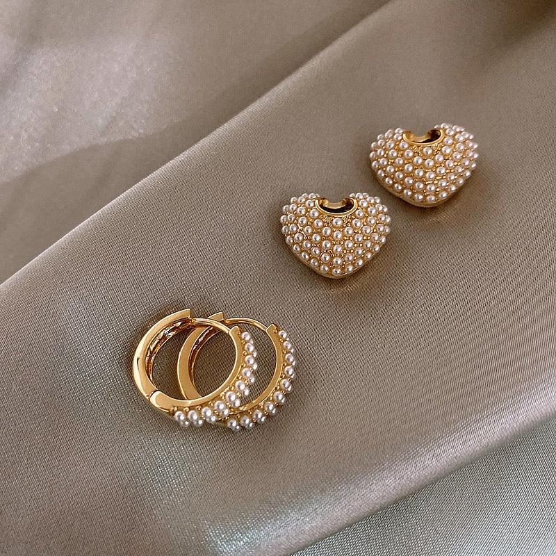 ユリ ハート パール ピアス
