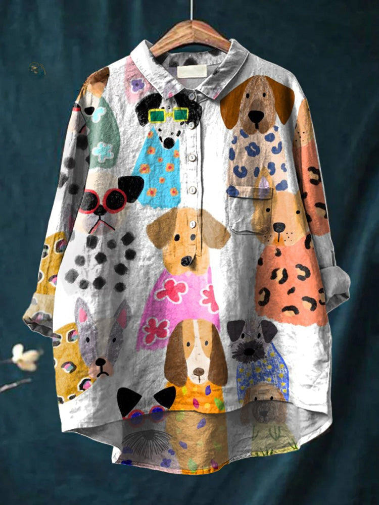 サンドラ | ポジティブドッグプリントシャツ