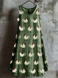 ファーム・ルースター刺繍タンクドレス